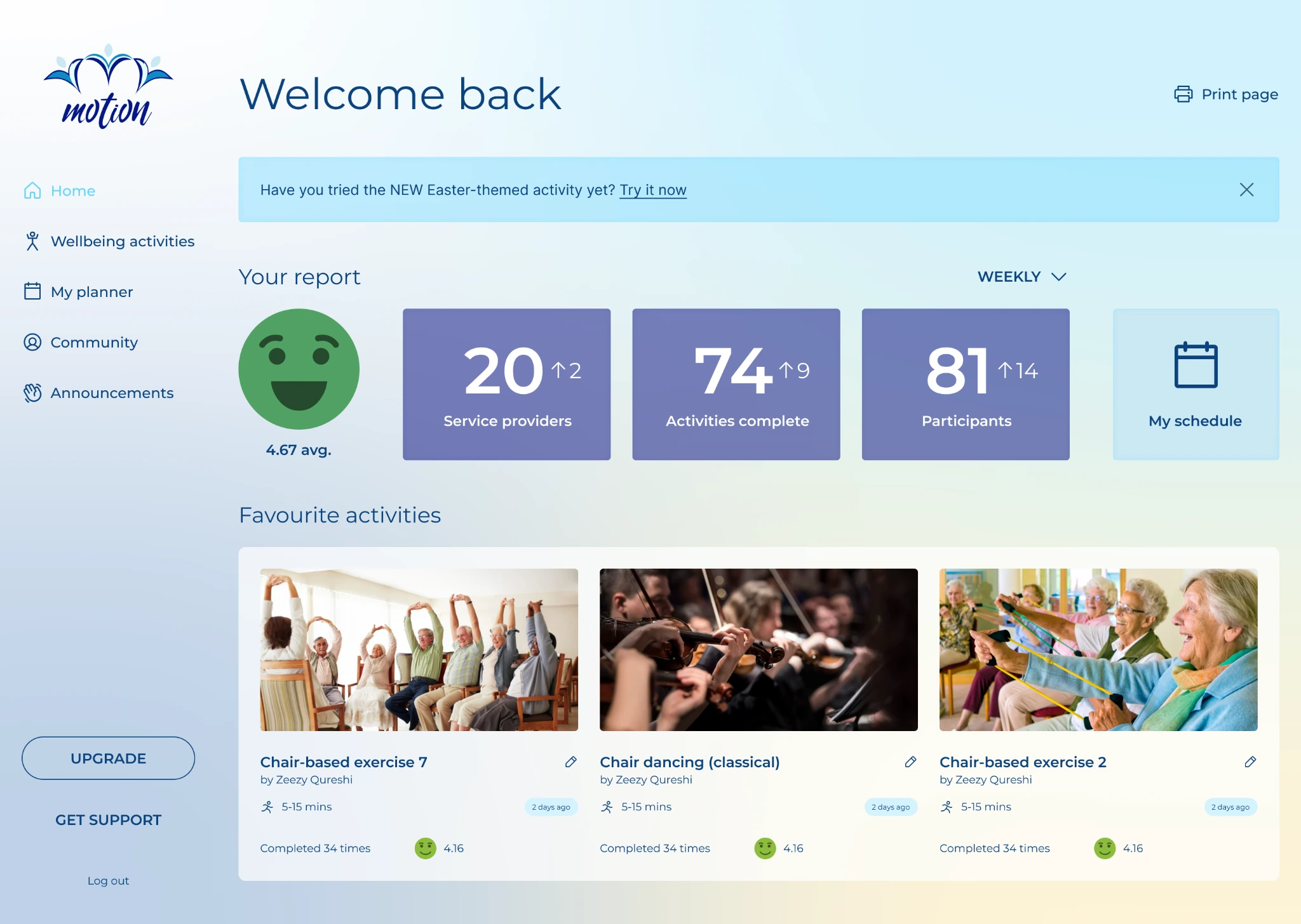 Motion original interface design
